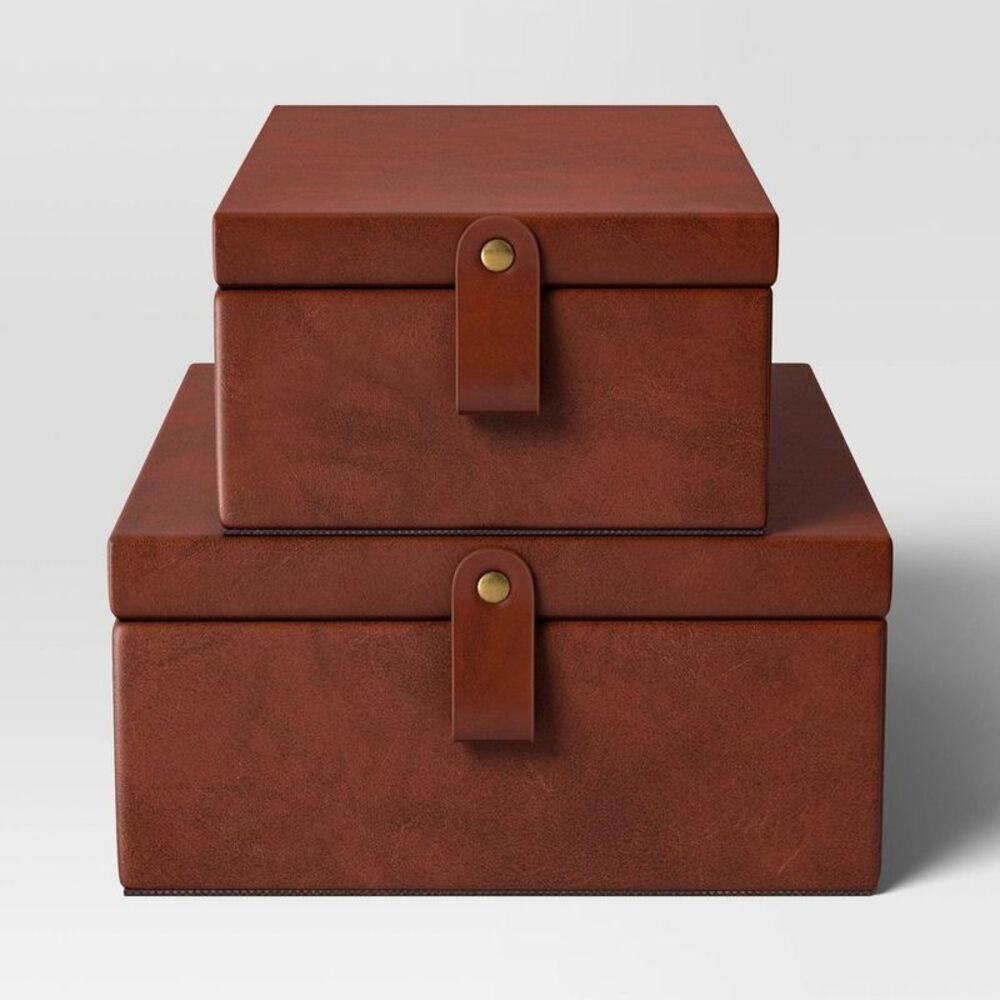 Faux Leather Storage Box Set - Threshold - Picture 3 of 4